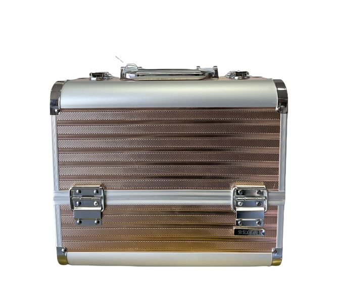 Bella Aluminum Frame Cosmetic Case Glamorous Chrome Gold Lockable Hard Case