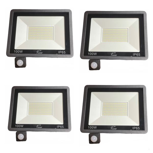 4 Pack - 100w LED Motion Sensor Floodlight