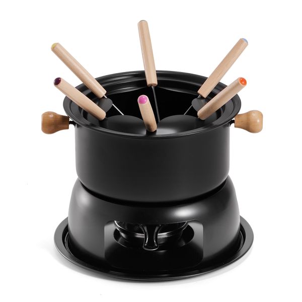 Chenshia 1.5L Fondue Set Non-Stick Chocolate &amp; Cheese Hot Pot &amp; 6 Fork Set