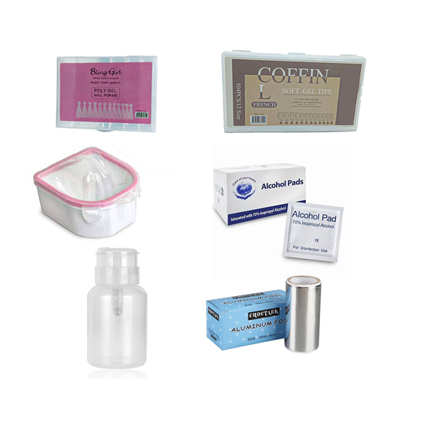 Gel Soft Tips Coffin L -Set Pink