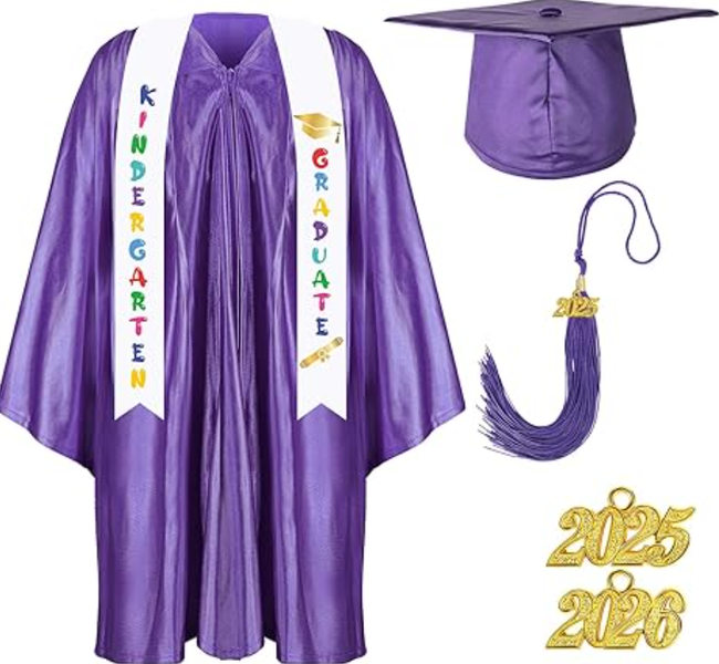2025 Year Preschool and Kindergarten Graduation Gown Cap Tassel Set with