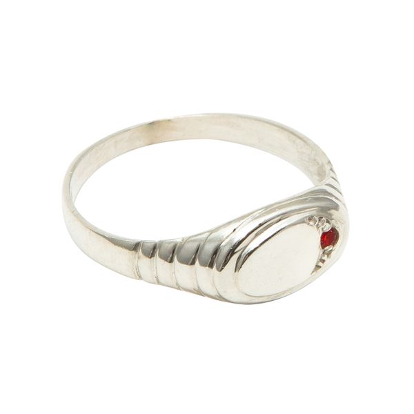 Broadway Jewellers - 925 Sterling Silver - Red Stone Signet Men's Ring 1