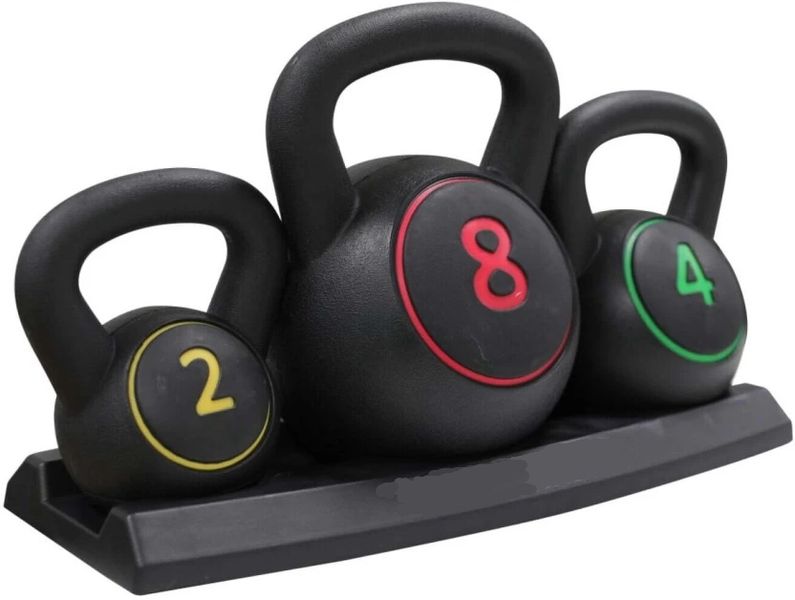 Adjustable Kettlebell Weight Set - 2kg, 4kg and 8kg with Storage Base