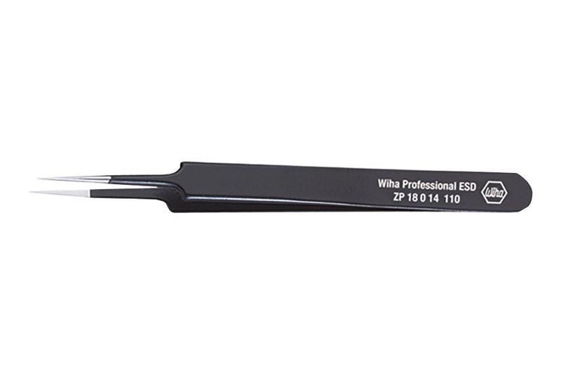 Wiha (32334) Tweezer, ESD, Precision, Straight, Pointed, Stainless Steel