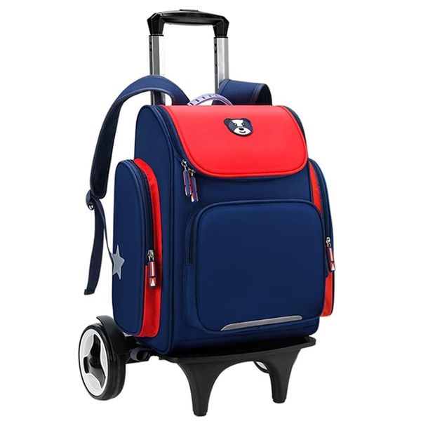 Trolley School Bag with Wheels Detachable Reflective Stripes Student Gift