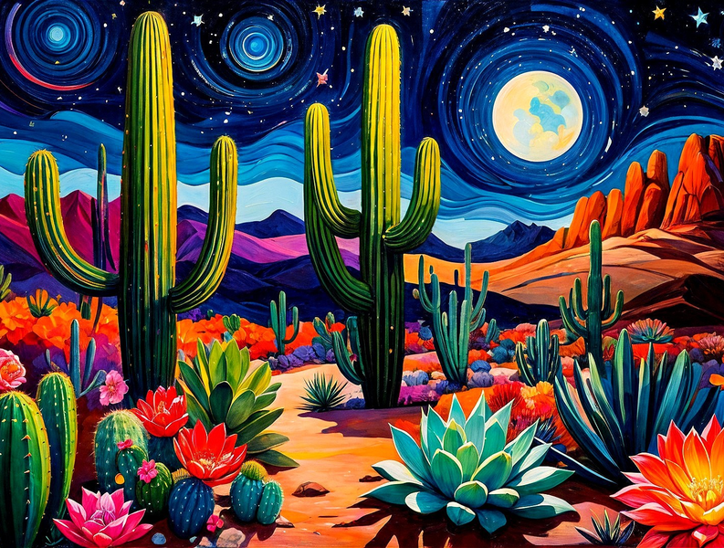 Modern Canvas Wall Art Home Decor - Desert Nighscape