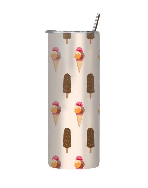 Orange Background 20 Oz Tumbler with Lid Straw Ice Cream Graphic Gift 218