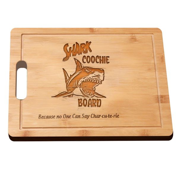 Laser Engraved Bamboo Cutting Board Shark Coochie Charcuterie Boards Gifts