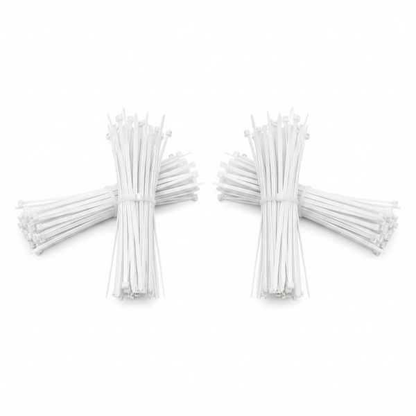 Nexus White Nylon Cable Ties 200mm x 4.8mm, 100 Piece Pack - 2 Pack