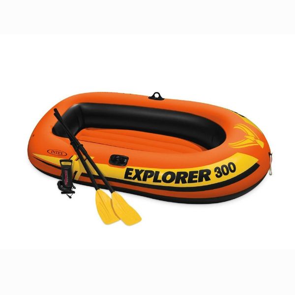 Inflatable Explorer 300 Boat - Pump, Oars and Patch Set - Orange