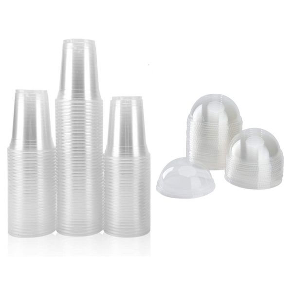 Clear Disposable Juice Cups With Lids (Pack of 50)