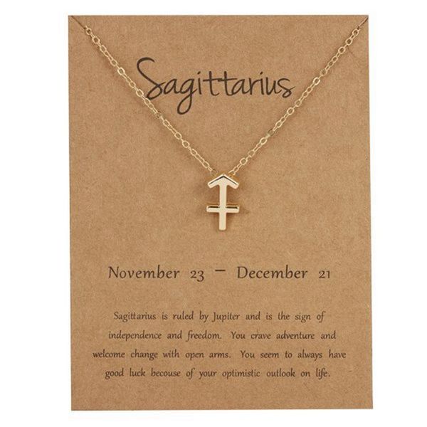 Necklace Silver Plated Horoscope Astrology Zodiac Sign Pendant - Sagittarius