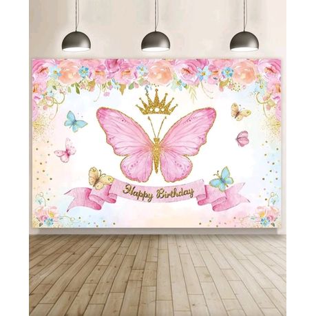 Kids Birthday Party Table & Photography Backdrop - Pink Butterfly | Buy  Online in South Africa 