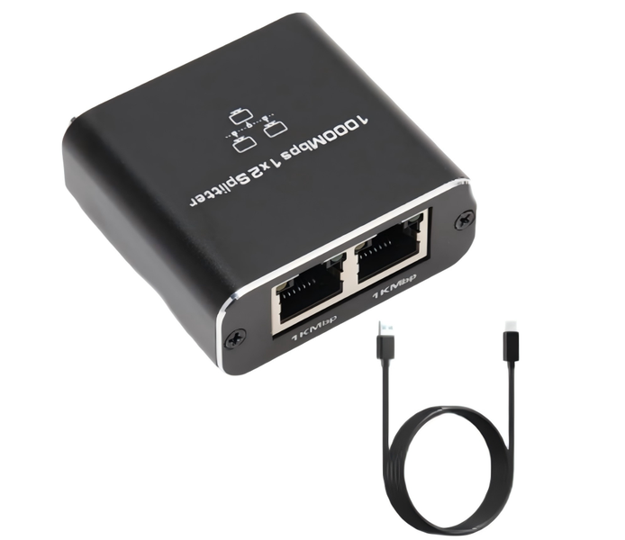 1 to 2 Gigabit Ethernet Splitter RJ45 Network Extension Adapter