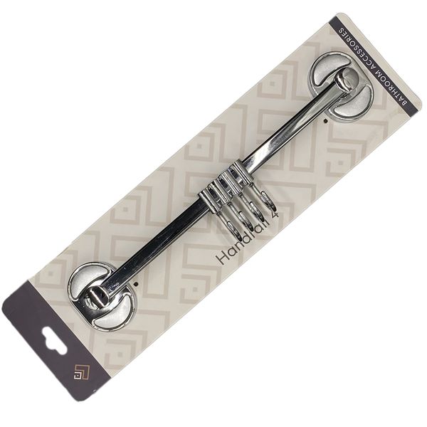 Stainless Steel Multipurpose Rail With 4 Hooks For Bathroom Kitchen &amp; Salon