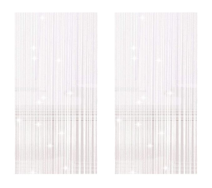 Tassel Beaded Curtain White x 2