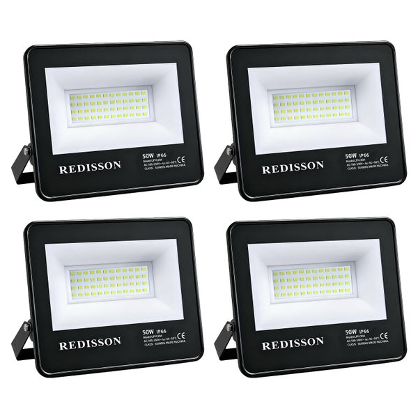 REDISSON 4 Pack 50W LED Floodlight IP66 Waterproof Flood Light for Outdoor