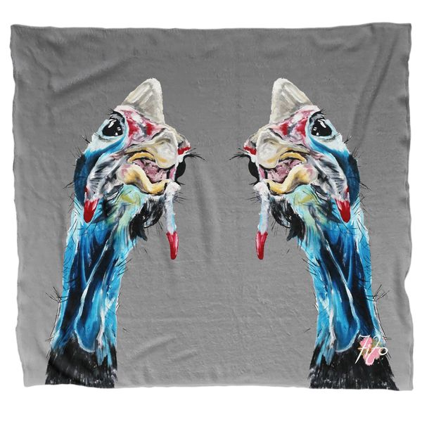 Goofy Guineafowl On Grey Light Weight Fleece Bla image