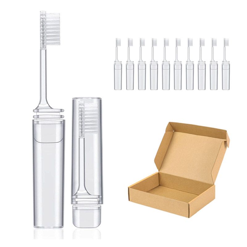 10 Pcs Travel Toothbrush Kit Bulk Folding Toothbrush with Toothbrush Cover