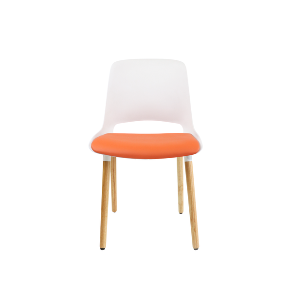 Hachi Lifestyle Chair: Vella Blanc - Wooden Legs
