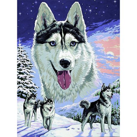 Artikon Diamond Painting DIY Kit Full Drill Round Dot Husky In