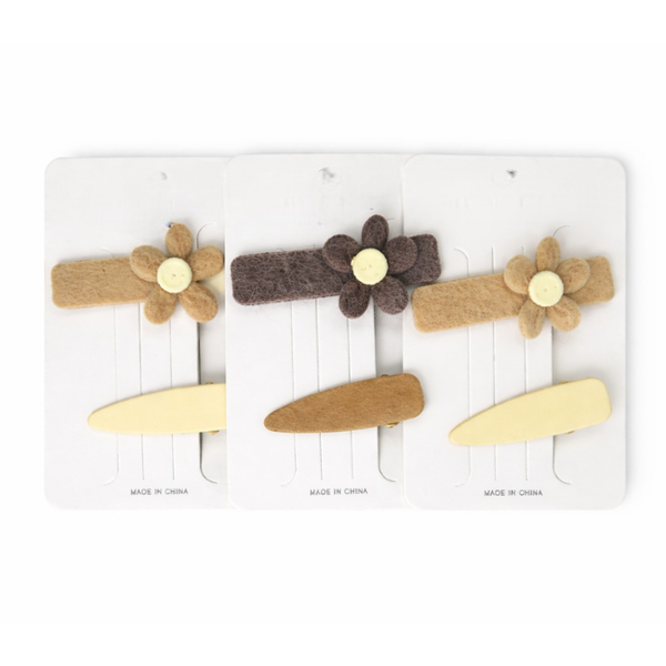 6-Piece Plush Flower Hair Clips - Cute Soft Floral Hair Accessories Set