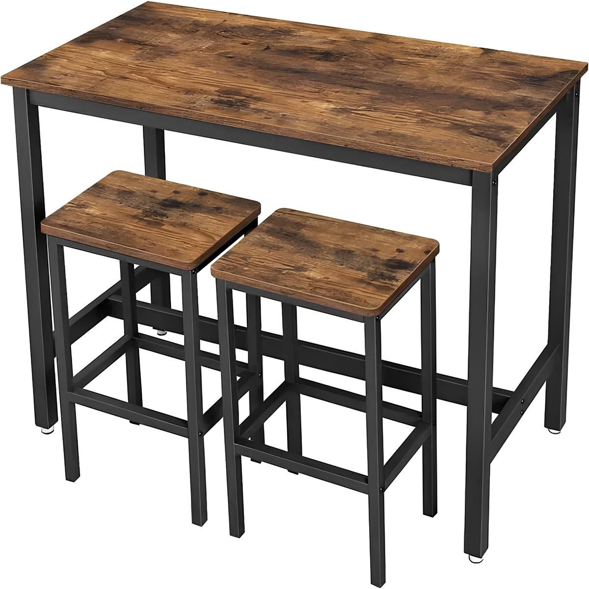 Large Bar Table with 2 Stools Dining Kitchen Counter