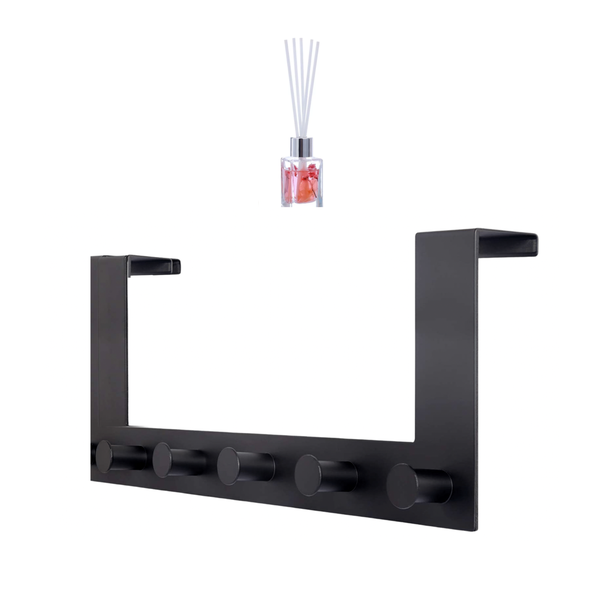 5 Hook Matte Black Metal Door Hook with 30ml Reed Aroma Diffuser - 2 Pack