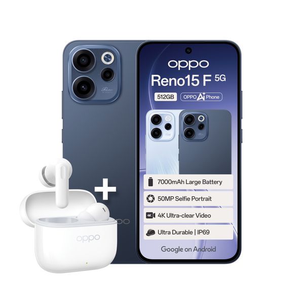 OPPO Reno15 F 5G 512GB AI Dual Sim - Twilight Blue + Buds