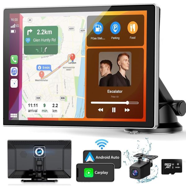 thl Portable Carplay Screen for Car, 9"HD Wireless Touchscreen, 4K Dash Cam