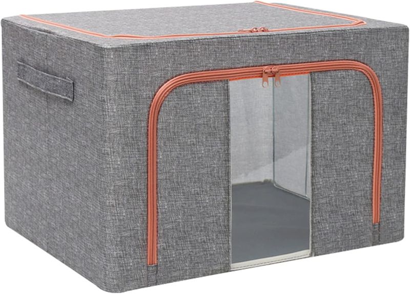 Foldable Clothes Storage Box with Alloy Frame - 64 Litre
