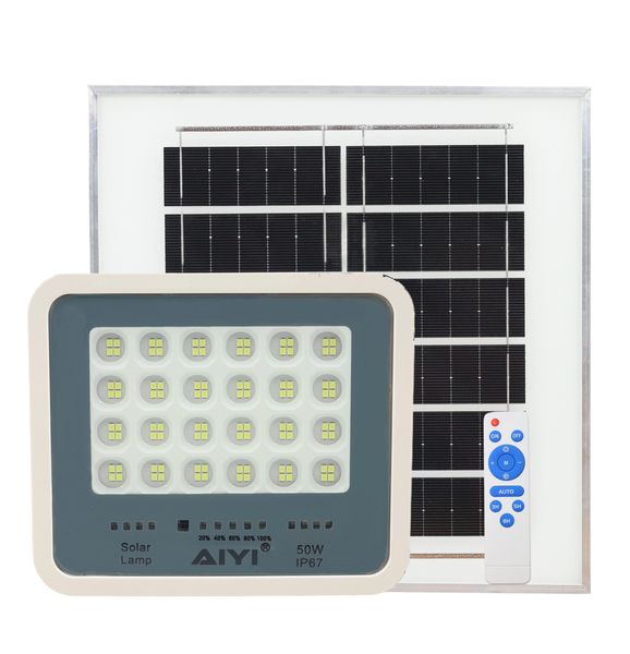 AIYI 50W Solar Flood Light with Remote &amp; Separate Panel AY399-033