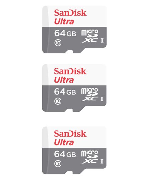 SanDisk 64GB 80 MB/s Ultra Micro UHS-l SDXC C10 (pack of 3)