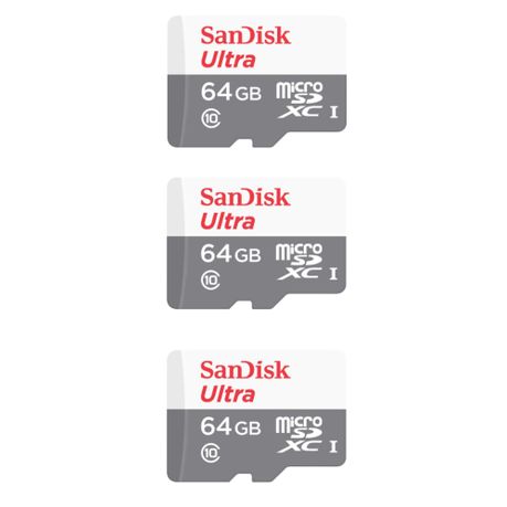 SanDisk 64GB 80 MB/s Ultra Micro UHS-l SDXC C10 (pack of 3) Image