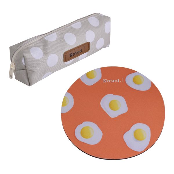 Noted Fried Eggs Mousepad &amp; Polkadot Pencil Case Set