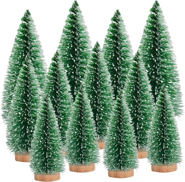 St Charle Green, Sparkle Frost Mini Bottle Brush Christmas Tree- 12pc