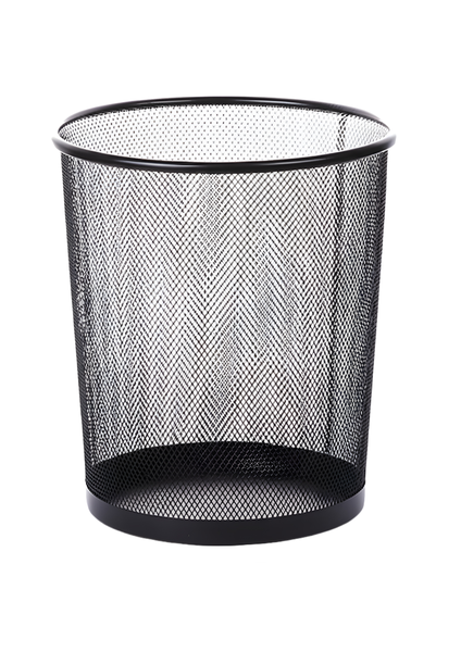 Small Round Black Mesh Waste Basket - Office &amp; Home Trash Bin