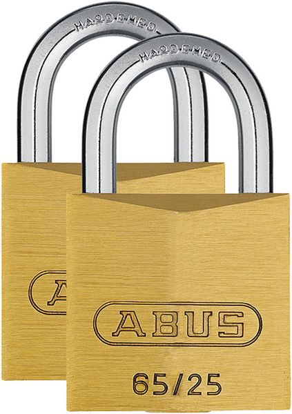 Abus Solid Brass Padlock 65/25 Twin Pack