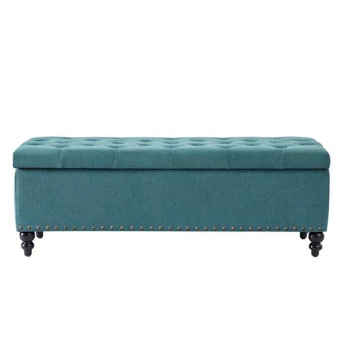 Katz Klasic Upholstered Storage Ottoman in Blue Velvet | Shop Today ...