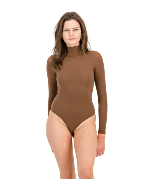Longsleeve Sculpting Bodysuit - Brown by Soul Lifestyle