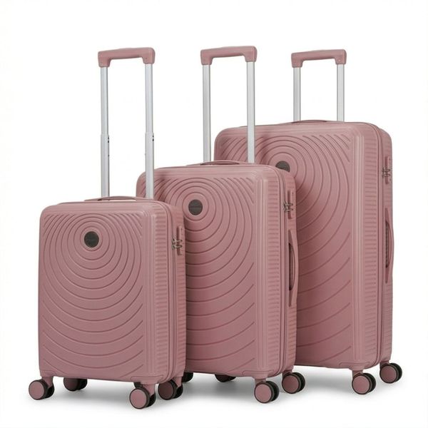 Astro Gear Polypropylene Luggage Set - Pink - Circle Line - 3-Piece