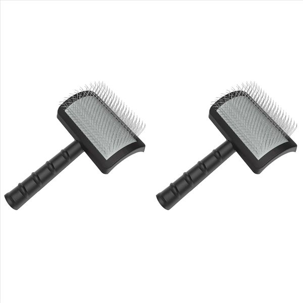 Firm Slicker Brush - Extra Long Pin Brush For Large Dog Pet (Black)