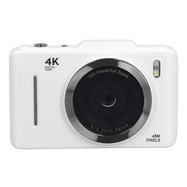 4K Vlogging Camera, 48MP, 2.8" IPS, 16X Zoom, Autofocus, Portable, White