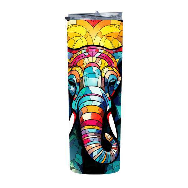 Orange Blue Glass Stained Elephant 14 20 Oz Straight Skinny Tumbler 240