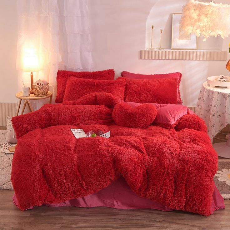 Fluffy Comforter Set Red Shop Today. Get it Tomorrow!