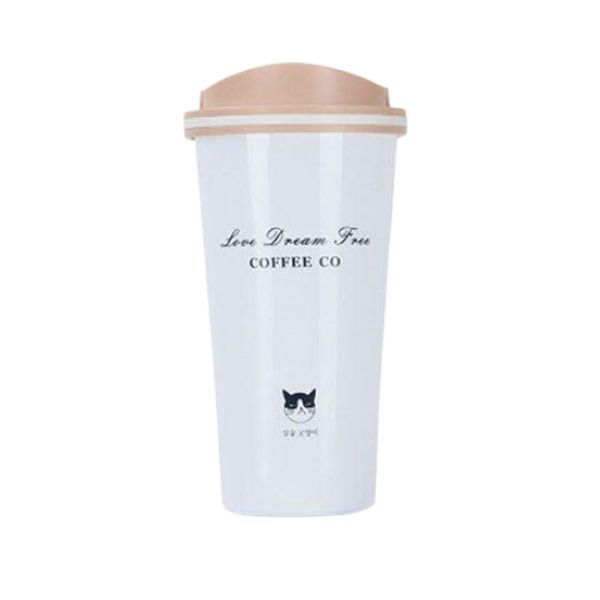 500ml Stainless Steel Vacuum Flask Mug with Lid and Carry Handle - White