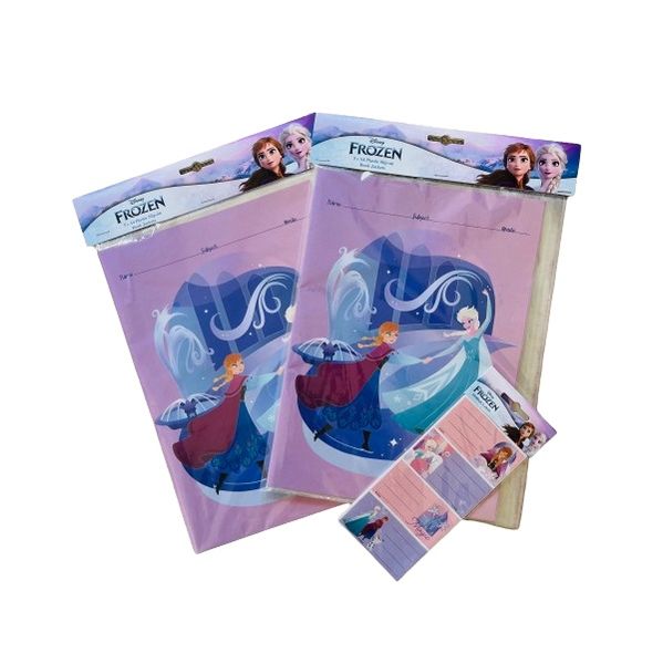Frozen A4 Book Jackets with Slip-on Plastic Covering &amp; Book Label Stickers