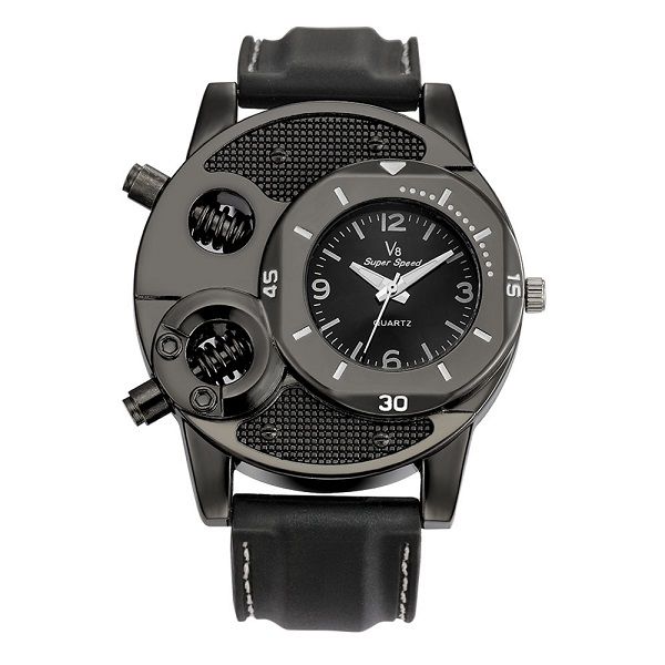 Men's Black Analogue Quartz Wrist Watch
