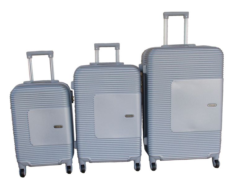 Durable Silver-Grey ABS Luggage Set with Security Features and Smooth Wheels
