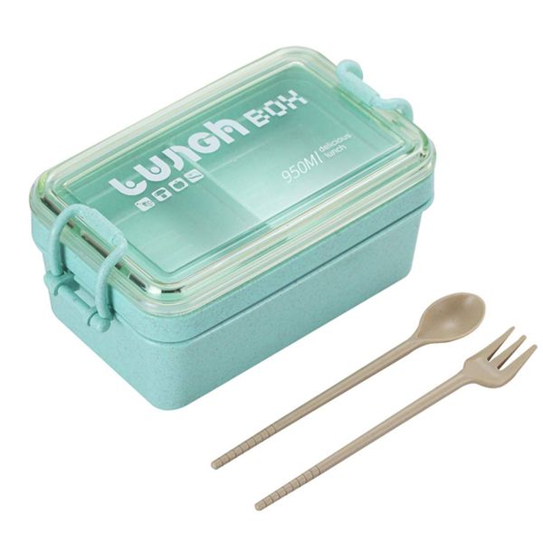 950ml-Lunch Box Green With Spoon And Fork